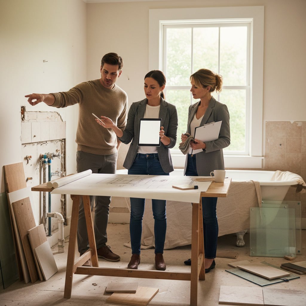 Bathroom remodel consultation and design planning phase